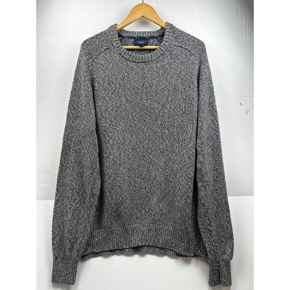 Lands End Drifter Sweater Mens XXL Gray Marled Cotton Fisherman-Inspired Knit - Picture 1 of 6